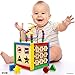 Wooden Activity Play Cube 6 in-1 for Baby with Removable Bead Maze, Shape Sorter, Abacus Counting Beads & Numbers, Sliding Shapes, 8Pcs Stacking Cups – Play22
