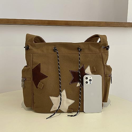 Cute Kawaii Messenger Bag Canvas Crossbody Bag Aesthetic Shoulder Bag for Women Men Flap Messenger Bag with Pockets4