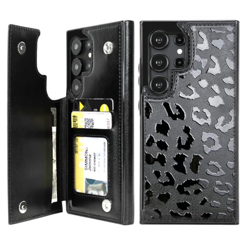 uCOLOR Wallet Case for Samsung Galaxy S26 Ultra Wallet Case with Card Holder,Flip Folio Leather Wallet Case Protective Cover (Black Leopard, S26 Ultra)