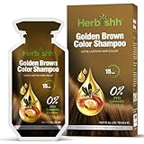 Golden Brown Hair Shampoo, Hair Color for Gray Coverage, 3 in 1 Hair Dye Shampoo - champu para tenir el cabello, Colors in Minutes, Easy to Use PPD Free Pouch 30mlx10p