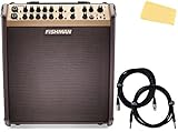 Fishman 180 Watts Loudbox Performer Amplifier Bundle with 10 Ft Gearlux XLR Microphone Cable, 10 Ft Gearlux Instrument/Guitar Cable and Austin Bazaar Polishing Cloth