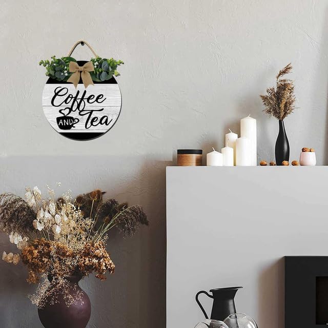 12x12 Inch Coffee & Tea Rustic Wall Art - Coffee Bar Accessories