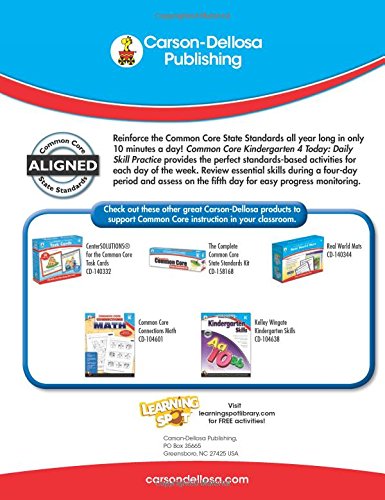 Carson Dellosa | Common Core Kindergarten 4 Today Workbook | 96Pgs (Common Core 4 Today) #TOP1