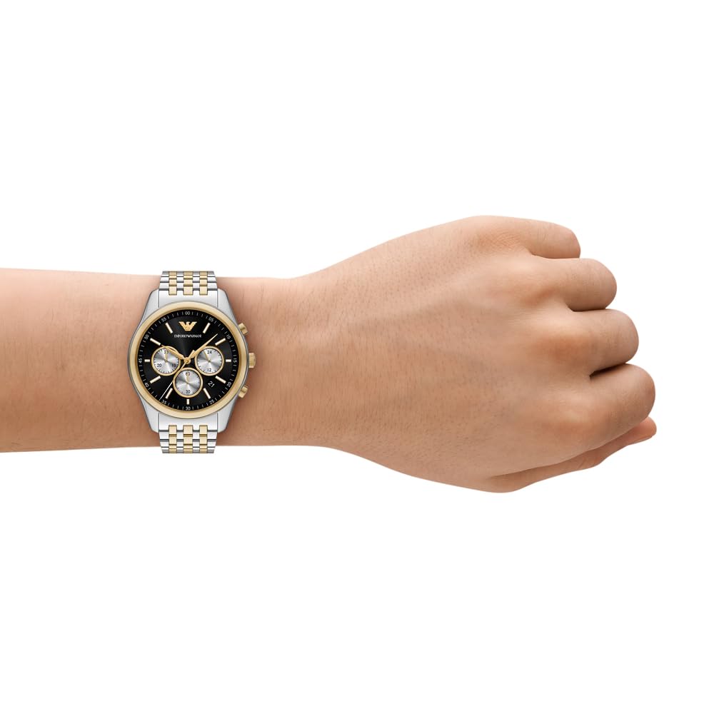 Emporio Armani Orologio da uomo, movimento al quarzo con cronografo e cassa 41mm con cinturino in acciaio o in pelle