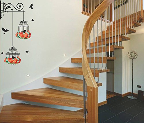 Decals-Design-Hanging-Birds-Cage-with-Flowers-Wall-Sticker-PVC-Vinyl-50-cm-x-70-cm