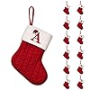 Greenyre Christmas Stockings with Initial Letters A-Z, 7.8 Inches Mini Knitted Xmas Stocking with Embroidered Monogram, Ideal for Family Holiday & Fireplace Decor (Red White)
