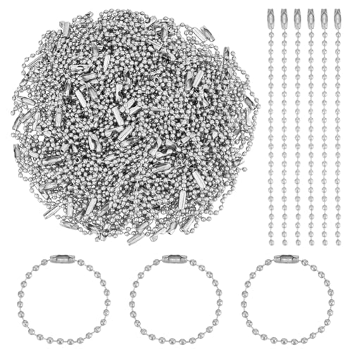 PH PandaHall 200 Fili Catena a Sfera Portachiavi Catena a Palline Argento 10cm Catenella in Metallo da Appendere per Ciondoli Portachiavi Artigianato Fai Da Te, 2.5mm di Diametro
