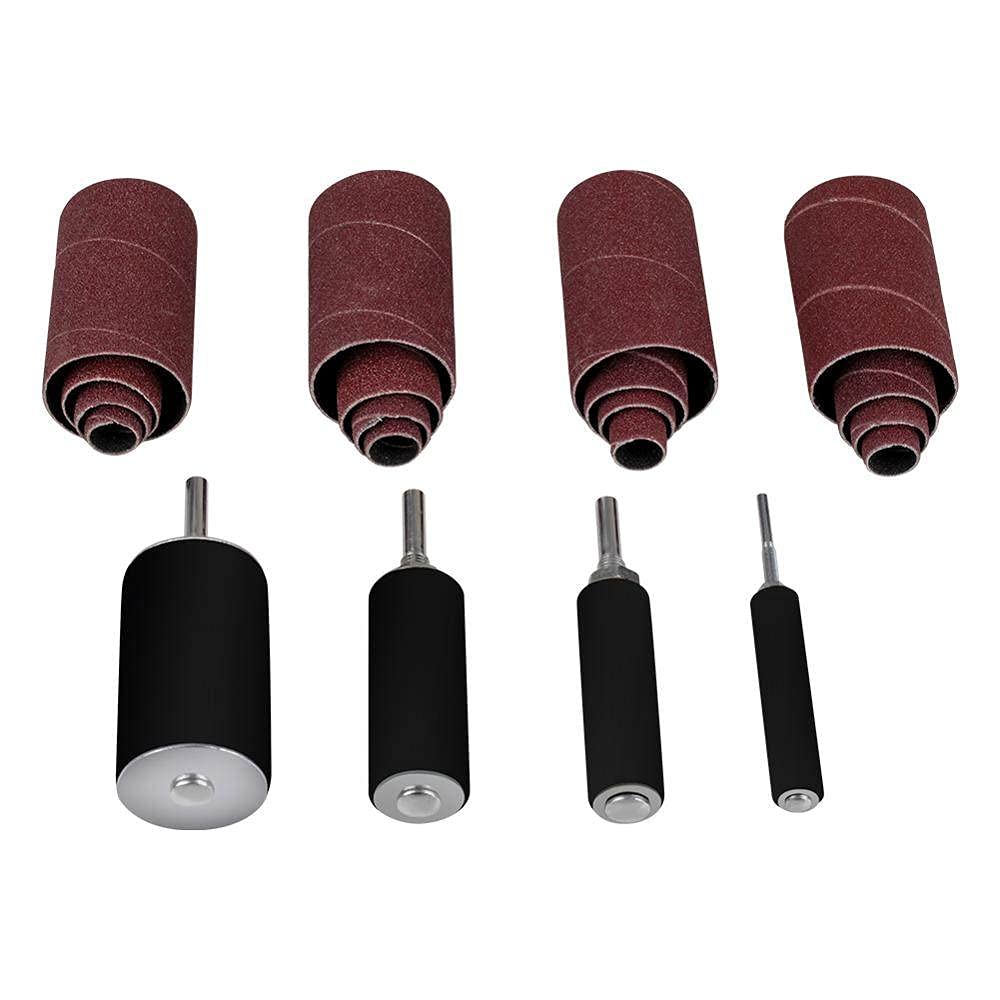 Con caja de almacenamiento Mangas abrasivas de goma duraderas Kit de lijado de tambor de pulido de metal para carpintería DIY Profesional para taladro de prensa, como se muestra