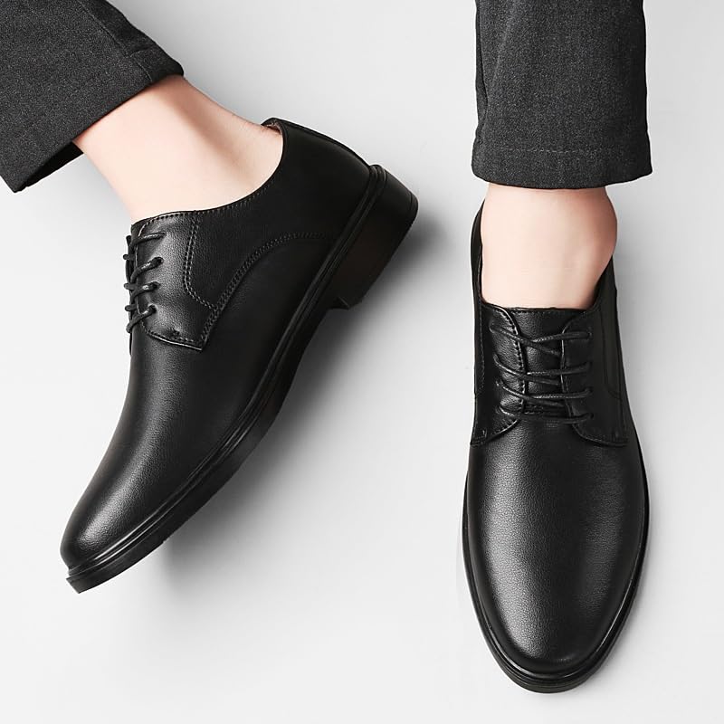 Men's Fashion Breathable Lace-Up Dress Shoes Wingtip Brogue Oxford Shoes Vintage Leather Design Pointed-Toe Derby Shoes(10)3