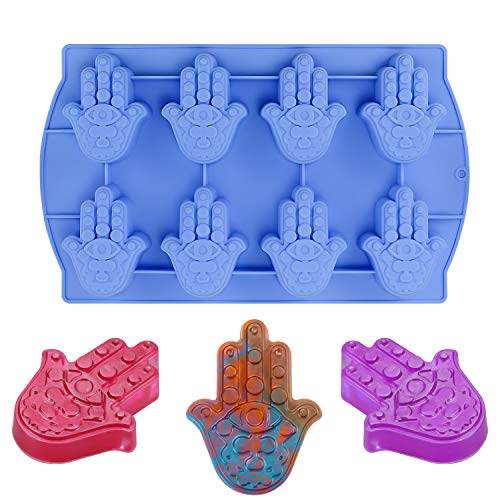 Hamsa Silicone Soap Molds Palm Hand Mold Silicone Chocolate Mousse Dessert Baking Pan Non-Stick Ice Cube Mould Jelly Biscuits Candy Cupcake Baking Mould Muffin Pan