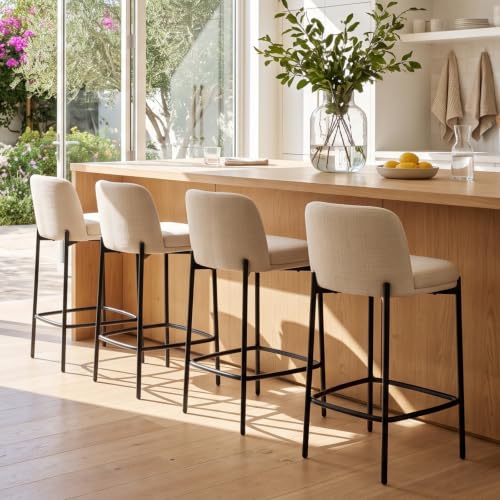 Image of 26 Inch Counter Height Bar Stools Set of 4, Modern Barstools, Beige