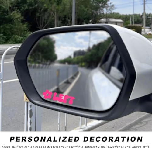 Image of Left Right Car Sticker, Beautiful Rear View Mirror Decor Waterproof Vinyl Sticker, Cute Left Right Auto Window Decal Vanity Mirror Decoration for Women Girl, Car Accessories (Pink)