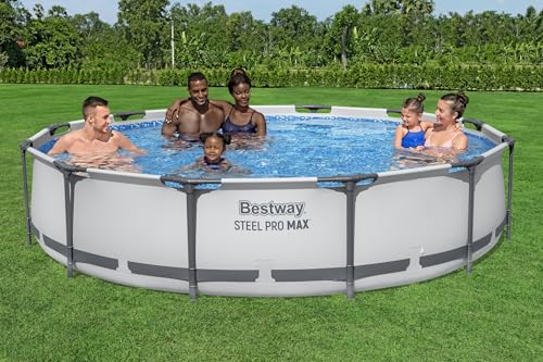Image of Bestway Steel Pro MAX Above Ground Swimming Pool (12' x 30 inch) | Round Outdoor Backyard Family Pool with Tritech Puncture-Resistant Liner | Easy Setup | Includes Filter Pump for Clean, Clear Water