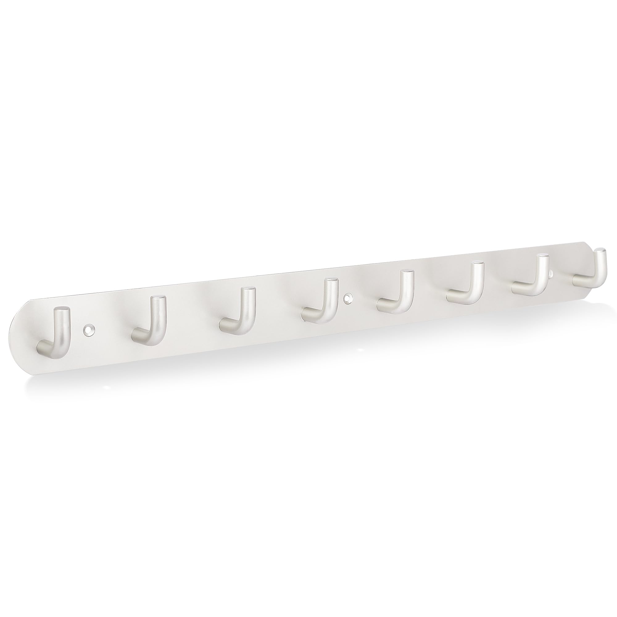 Maxzwell Satin Finish Wall Mounted Coat Rack with 8 Heavy Duty Anti-Slip Hooks, Stainless Steel Hook Rail for Coats, Towels & Bags, Rust & Corrosion Resistant, Easy to Install (Pack of 1)