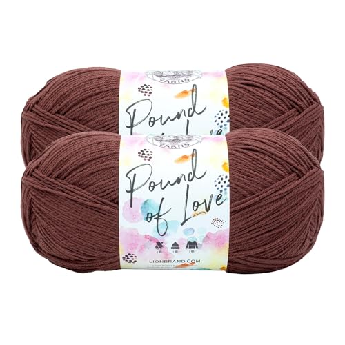 Image of Lion Brand Yarn, Pound of Love Crochet Yarn, Cinnabar, Brown, 2 Pack