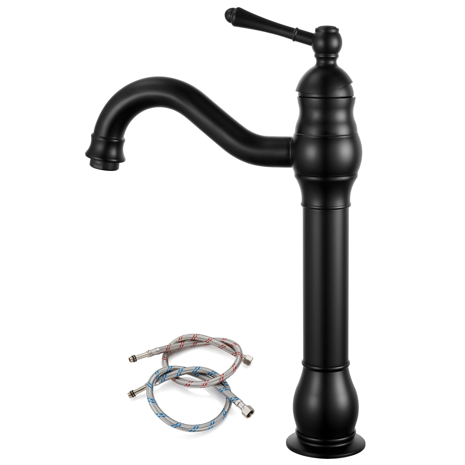 gotonovo Vessel Sink Faucet 360° Swivel Spout Single Handle Tall Bathroom Faucet 1 Hole Farmhouse Lavatory Washbasin Mixer Tap Matching Supply Hoses,