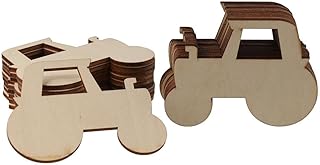 20Pcs Wood Car Slices, Tractor Shaped Unfinished Wood Cutouts, DIY Wooden Embellishment