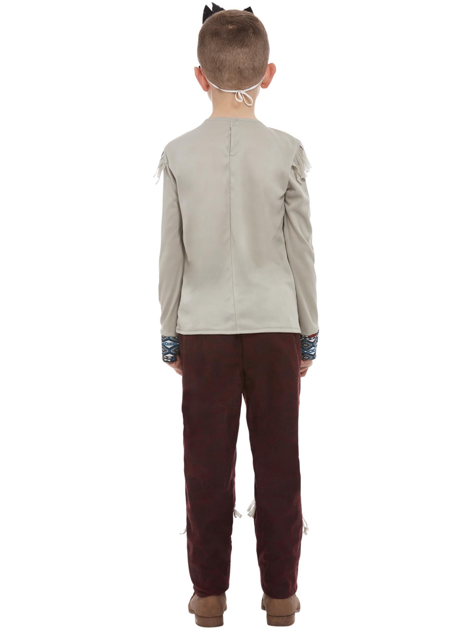 Smiffys Disfraz de indio oscuro, Gris, Parte superior, pantalones y sombrero Halloween, Carnaval