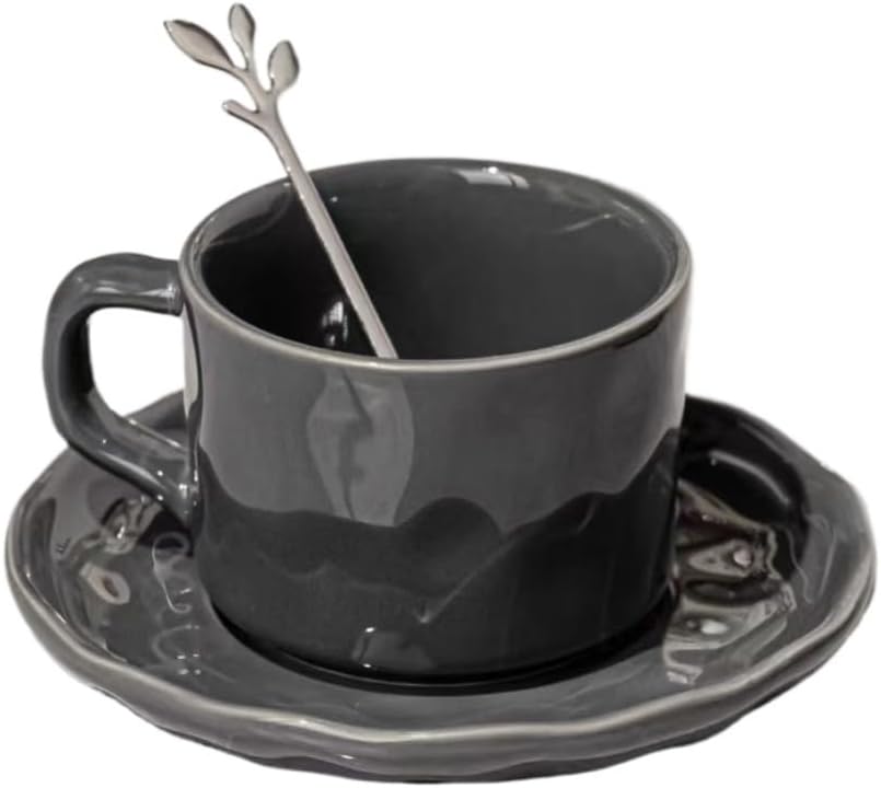 Coffee Cup Set Coffee Cup European Afternoon Tea Set High-end Ceramic Female High-Value Cup and Saucer Set Coffee Mug, 220ml(C)
