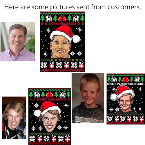 Pixel Ugly Christmas Sweaters, Many Sizes Multicolored With Customizable Face & Santa Hat2