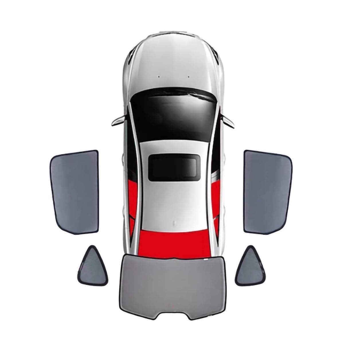 Parasol para Coche para VW Touareg 7L 2002-2010,Cortina de Malla magnética para Parabrisas Delantero, Parasol para Ventana Lateral Trasera, Negro,5PCS Rear Train Back