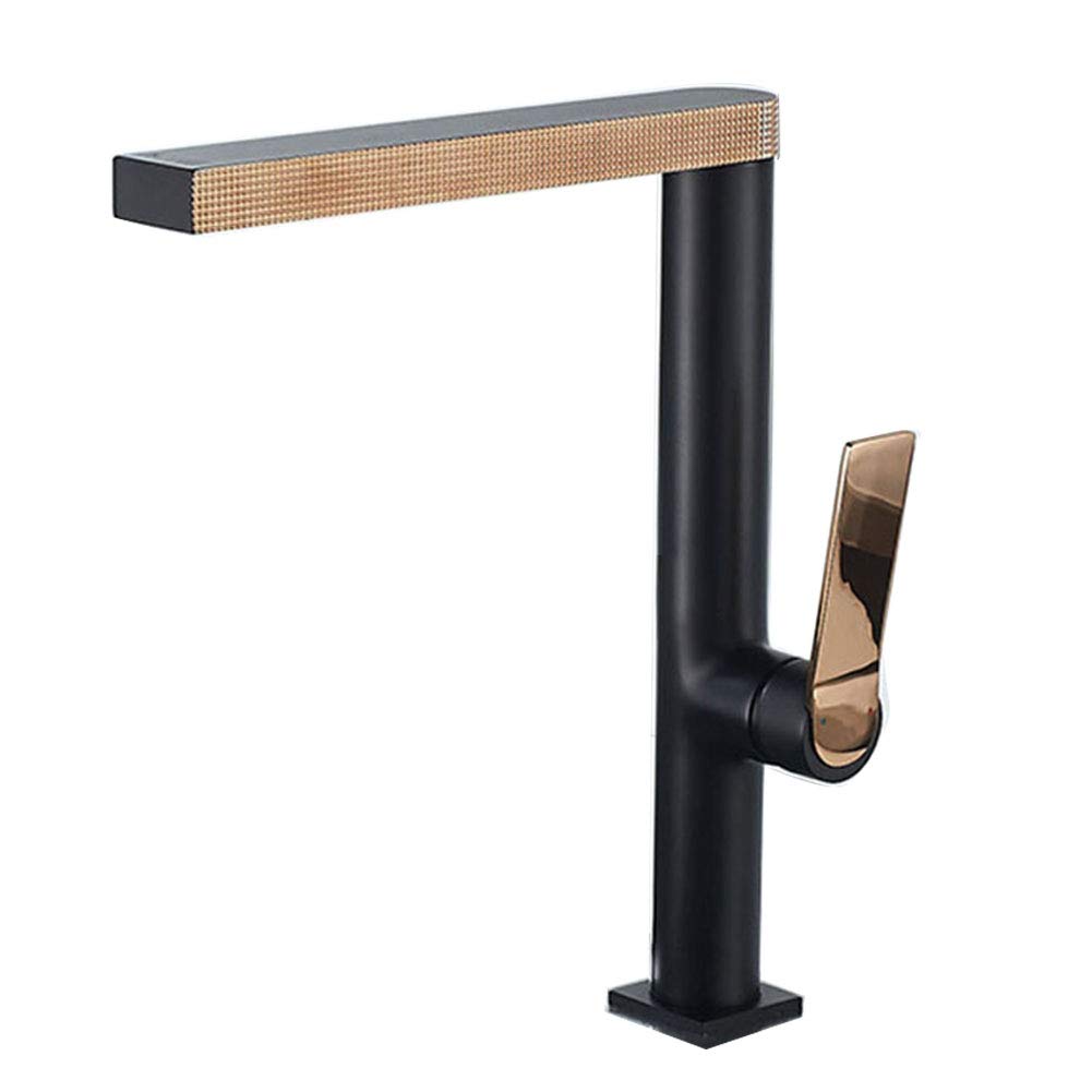 Mitigeur d'évier de cuisine en laiton pour éliminer les fuites, robinet noir et or rose
