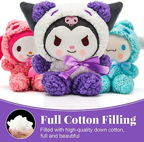 GRUSEMI 3 paket Anime Kawaii peluş bebek, sevimli doldurulmuş hayvan figürü peluşlar yastık oyuncak doğum günü partisi iyilik hediyeler çocuk kız hayranları için - Görsel 3