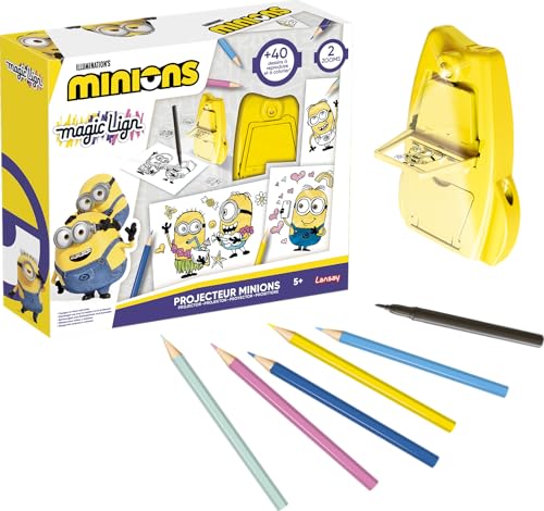 Lansay - Magic LIGN - Proyector Minions - Proyector de Dibujo Infantil 5 años+ - Aprender a Dibujar por reproducción - Actividad sin Pantalla - Manualidades Infantiles en casa - Dibujos para Calcar