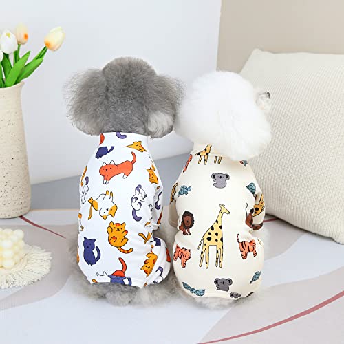 HuaLiSiJi Hundepyjama Kleine Hunde,Elastisch und Bequem Weich und Warm Einfach an und Auszuziehen für Kleine und Mittelgroße Hunde Geeignet (M, Cream Color)