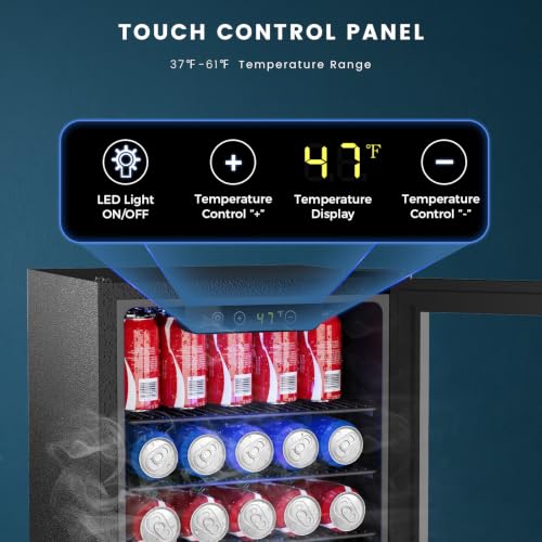Image of Electactic 130 Can Mini Fridge, 3.1 Cu. Ft. Beverage Cooler with Adjustable Digital Thermostat, Quiet Operation for Soda Beer Wine, Compact Refrigerator for Dorm Office Garage, Black
