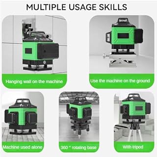 Niveau Laser 360 Autonivelant, Lazer Niveaux Vert 4 x 360°, Niveau laser 4D 16 lignes Auto-nivelant, Laser Chantier, IP54 Waterproof, avec 2 * 2600 mAh Batteries et Télécommande (avec Trépied)