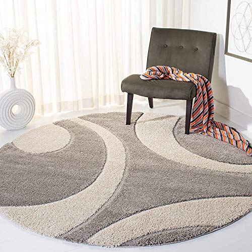 Image of Round Shaggy Fur Rugs and Carpet for Bedroom, Living Room (5x5 Feet Round, Beige, Ivory)