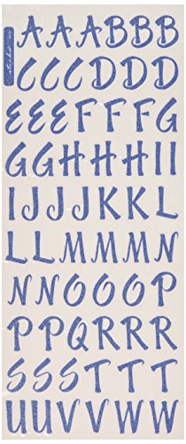 EK Success Glitter Classic Alphabet and Number Stickers 2 Sheets/Package, Blue