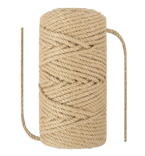 NorthPada 5 mm x 50 metri Corda di Canapa Sisal Naturale Spago Spesso e Resistente per Albero Tiragraffi per Gatti, Giardino, Rilegatura, Materiale da Imballaggio per l'artigianato