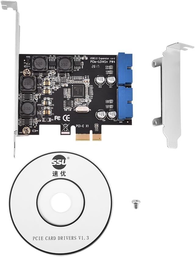 foxaa pcie usb3.0 card mini pci-e extender, fast 5gbps pci-express usb 3.0 card adapter, 19pin pci express extender to internal 2 port usb3.0 header with low profile, for winxp/7/10/11