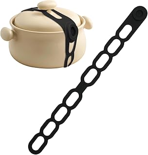 シリコン 蓋 固定 ストラップ | 再利用可能な弾性留め具 | スロークッカー蓋用シリコン製ラッチストラップ - キッチン・旅行・食品保存・ビーチ・ピクニック・アパート用