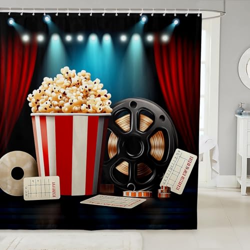 Homewish Vintage Cinema Ticket Shower Curtain Movie Theater Theme Bathroom