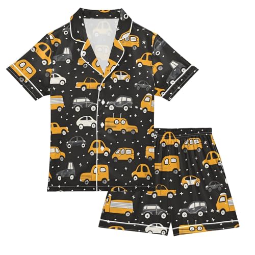 Cute Cars Pajamas Set Summer Button Down Sleepwear Pjs Sets Comfy Loungewear