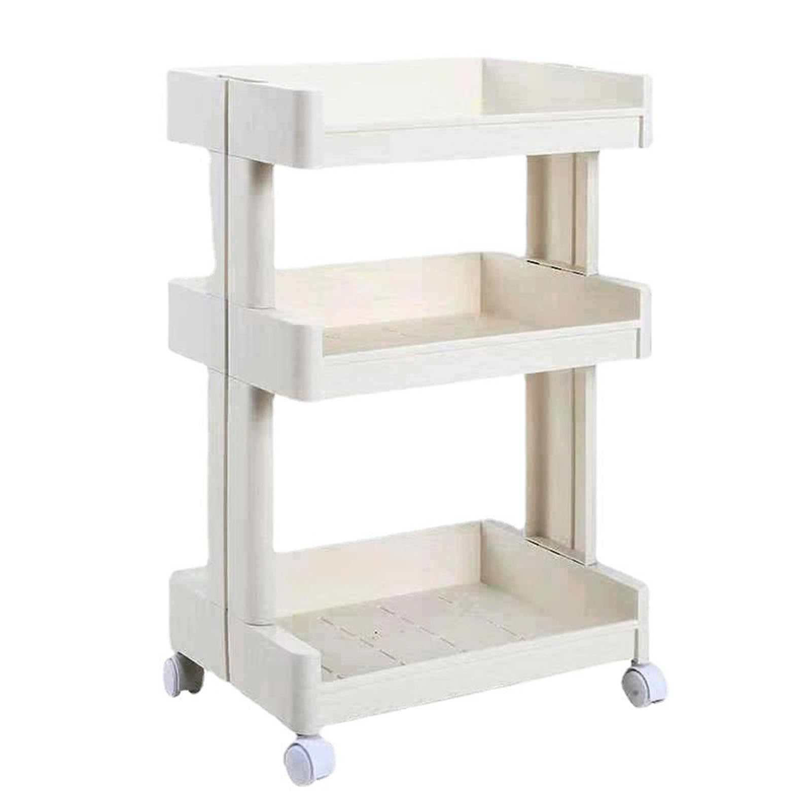 Carro de Almacenamiento de 3 Niveles Carro rodante Multifuncional de Gran Capacidad con Ruedas Conveniencia móvil para salón de Belleza Cocina Baño Oficina Bandejas de plástico