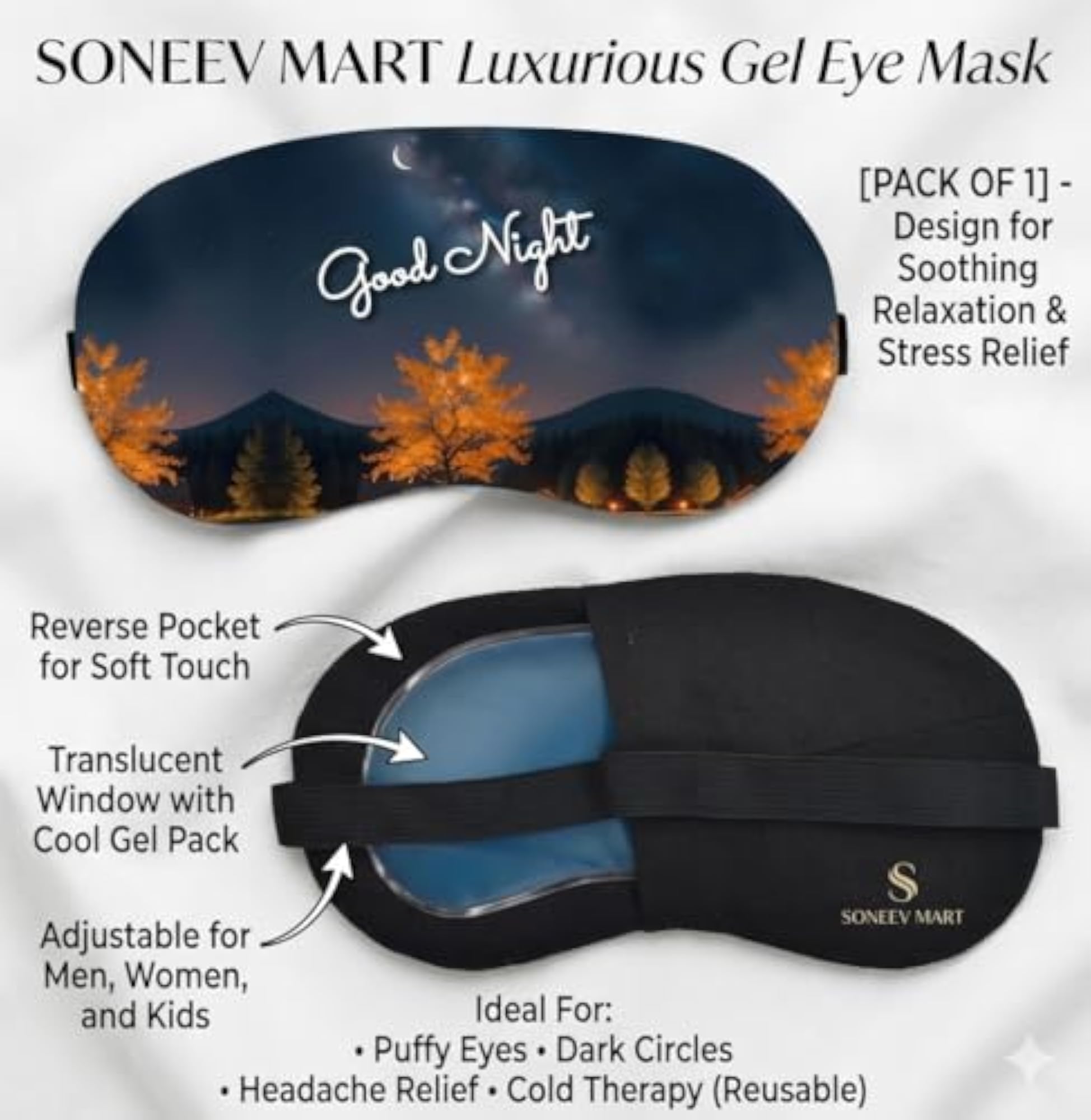 Reusable Cold Therapy Eye Mask, Soothing Gel Eye Pack