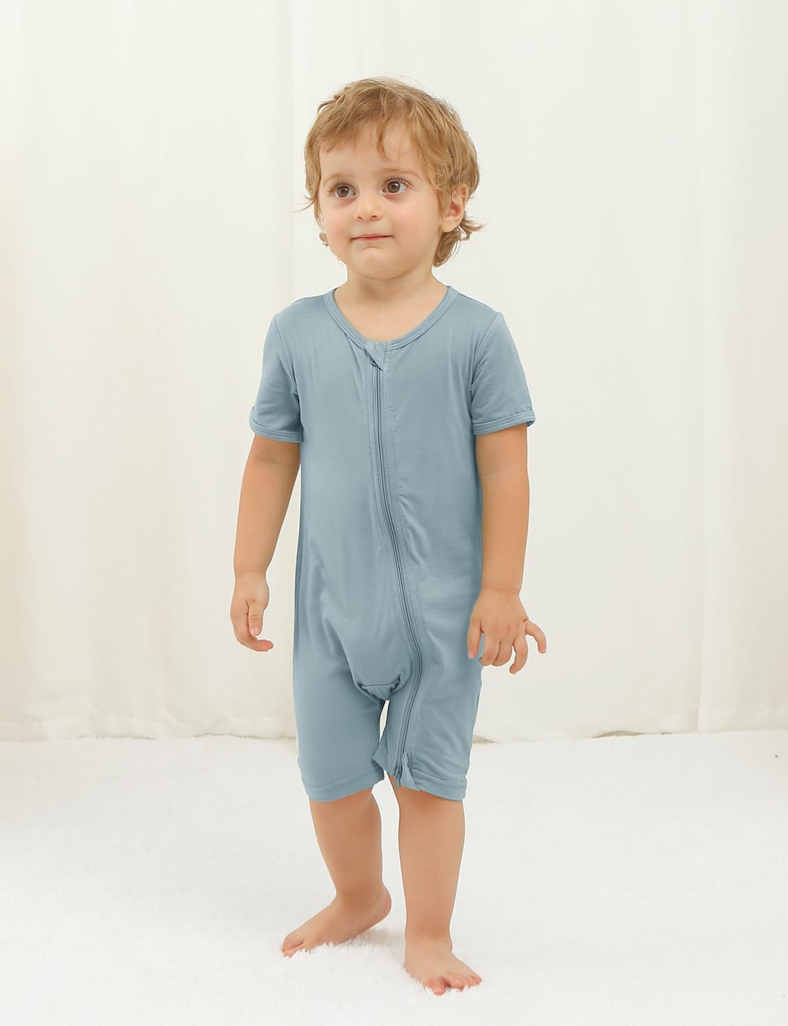 Baby Romper 3 Pack Bamboo Rayon Footless Short Sleeve Zipper Romper - Image 3