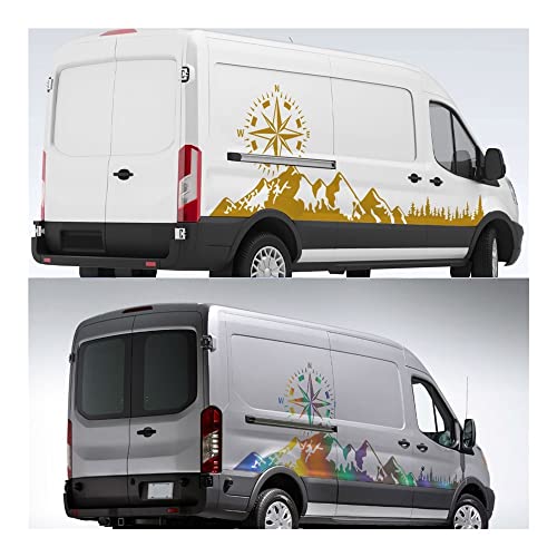 Pegatinas para Ford Transit que ocultan imperfecciones con vinilo de brújula camper L2 6