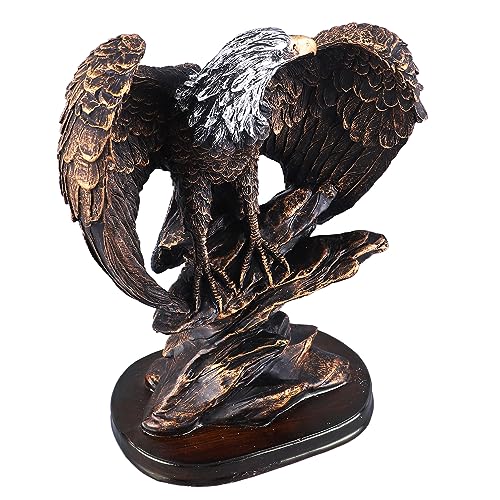 Tnfeeon Harz Eagle Statue, Retro Style Bronzed Patriotic Eagle Figure for Office Family Cafe Decor