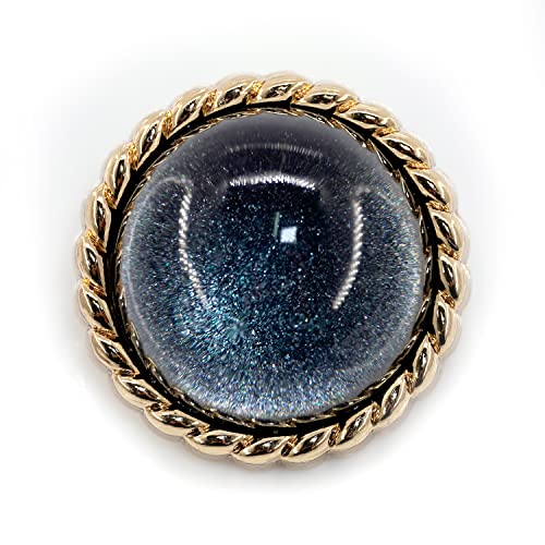 Craftisum 20 Pcs Clear Glass Dome Black Shimmer Layer Sewing Metal Shank Coat Buttons -25Mm -1" #TOP9