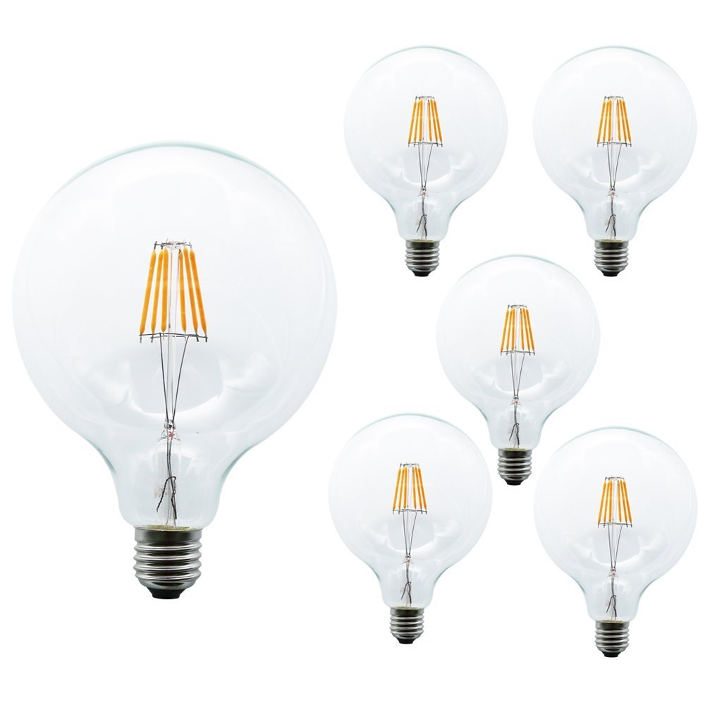 Mengjay® 5x ciepła 2200-2300K ciepła biel - 6W do wymiany 50W - E27-360° Kąt wiązki światła - Możliwość ściemniania - G80 6W Edison Old Style Vintage Filament LED