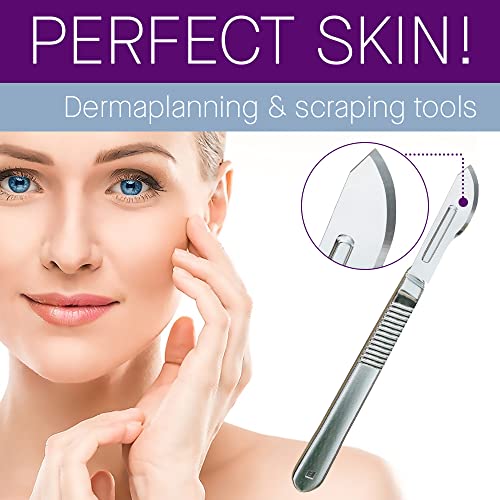 MyMed Disposable Scalpel Blades| #24 Sharp Carbon-Steel Blades | Pack of 100 | Sterile Individual Pouches| Dermaplaning Tool for Face Professional, Podiatry, Crafts & More