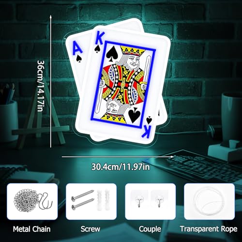 Image of inchA,K inchPoker Neon Signs for Wall Decor LED Playing Cards Neon Light for Poker Room Casino Bar Man Cave Decorations Bedroom Birthday Party Gift for Teens Poker Players