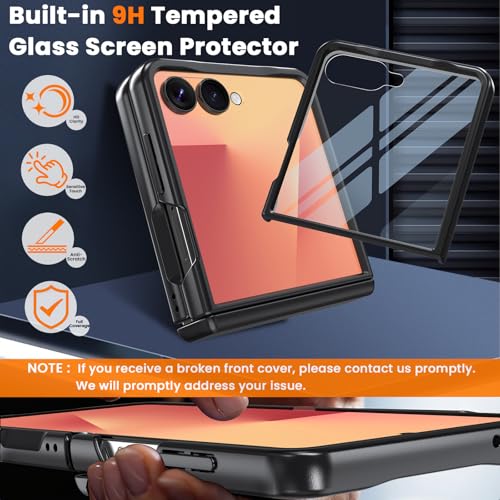Image of WRJ for Samsung Galaxy Z Flip 7 Case Built-in Screen Protector,Black