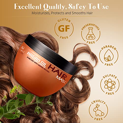 Nuspa Argan Oil Hair Mask - Deep Conditioner Sulfate Free For For Dry Damaged Hair With Organic Jojoba Kernel Oil Aloe Vera Collagen And Keratin #TOP4