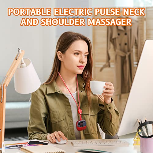 Wpqozzlp Neck Massager With Heating Function,Portable Neck Massager,Electric Pulse Neck Shoulder Pendant Massager 4 Modes And 9 Heat Levels For Relaxation And Pain Relief In Office, Walking #TOP1